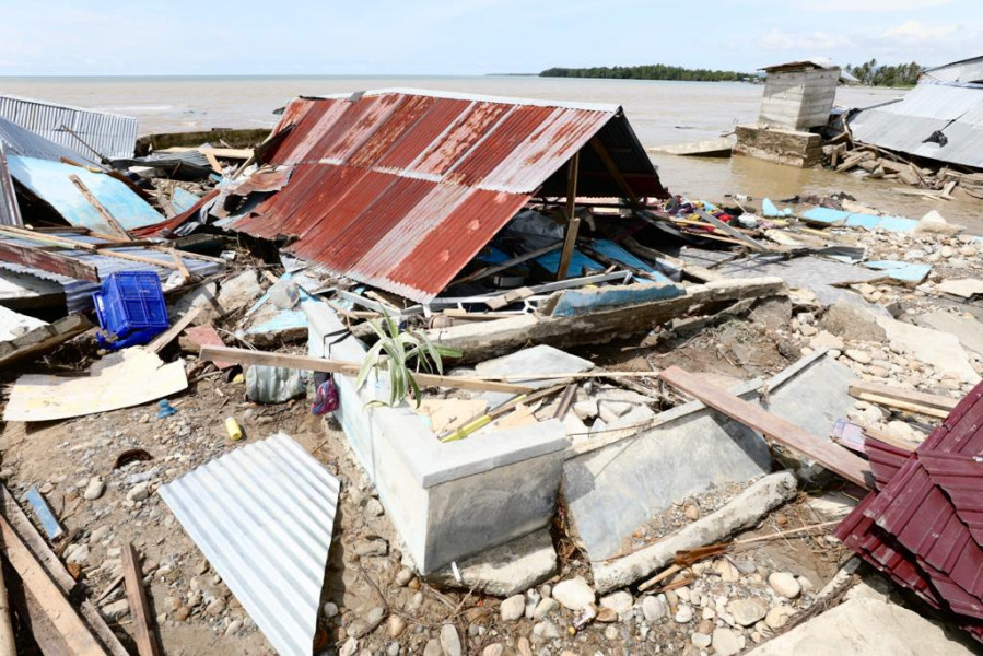 Kondisi rumah warga yang terdampak banjir bandang di Desa Torue, Kecamatan Torue, Kabupaten Parigi Moutong, Provinsi Sulawesi Tengah, Minggu (31/7).